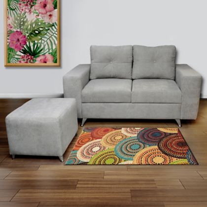 Combo Sofa Mitra 2 puestos + puff en Gris