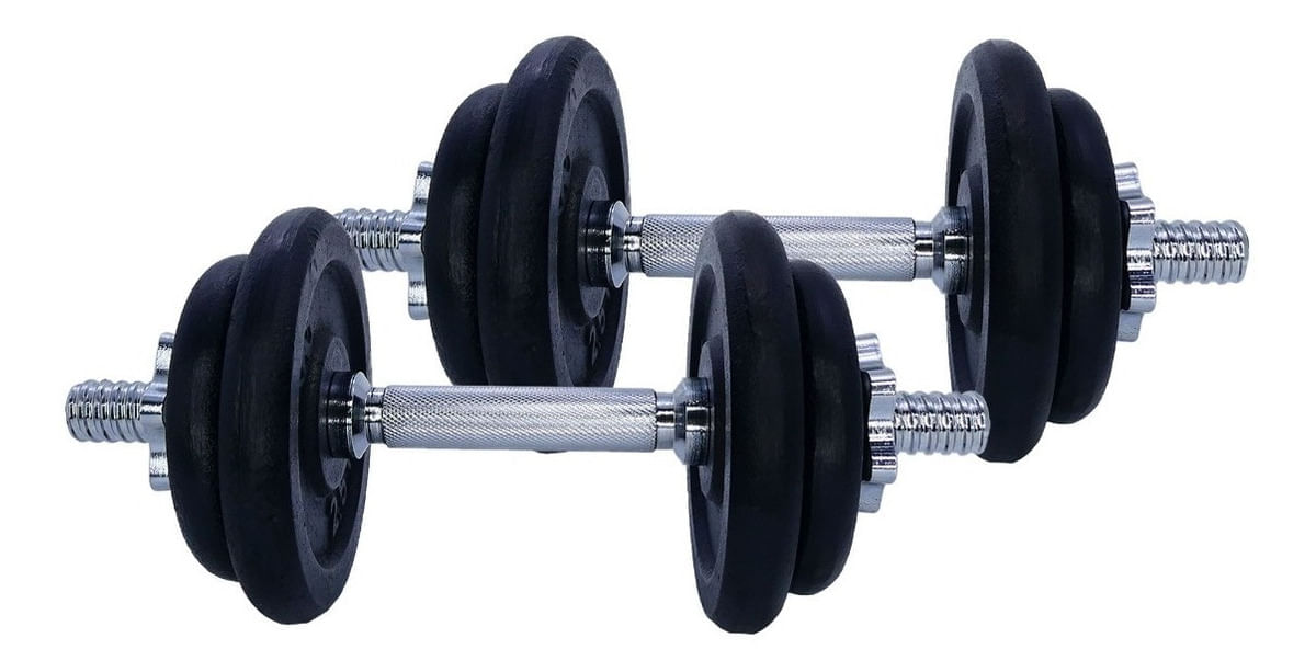 Kit Mancuernas Set Pesas Discos Barras K6 15kg 33lb Portátil