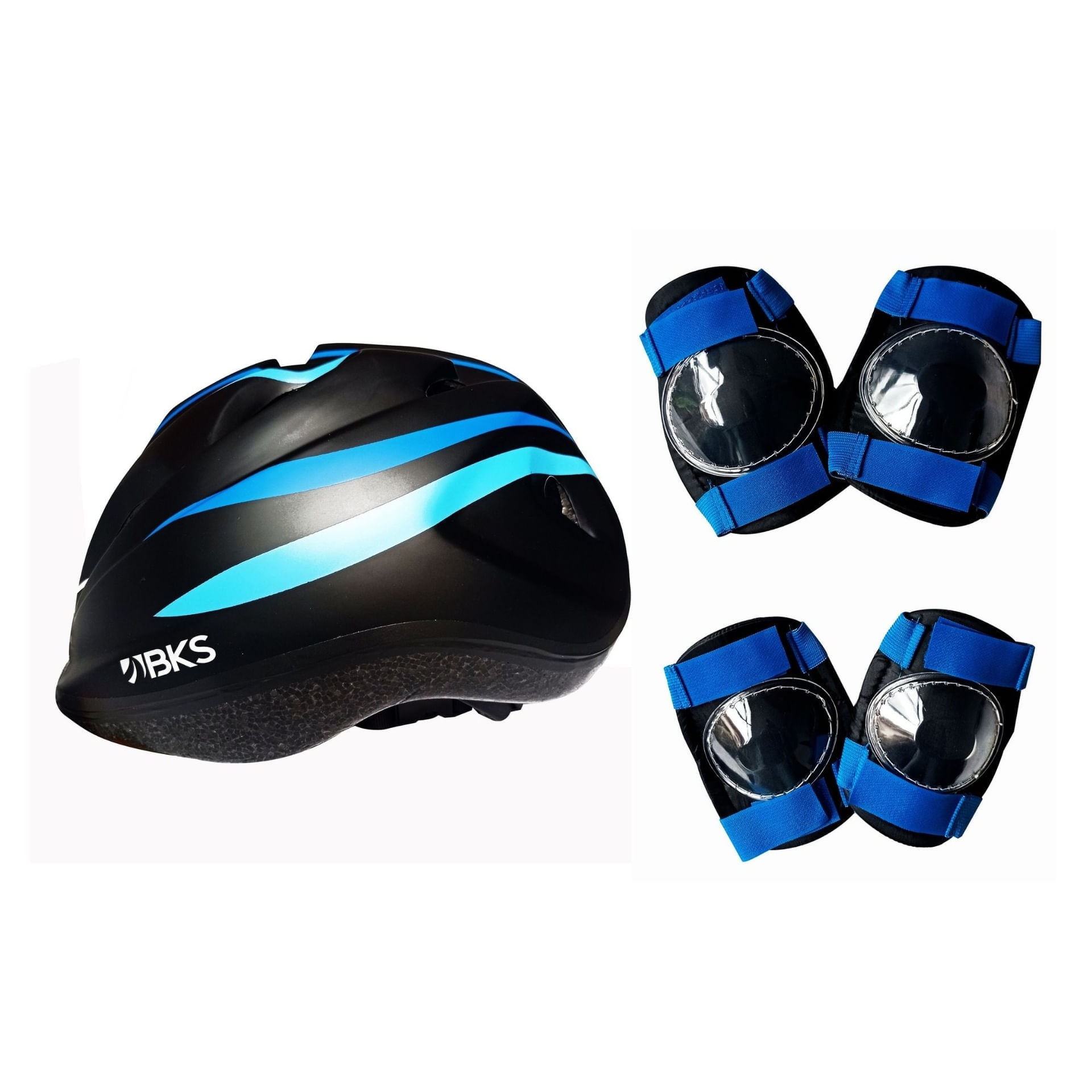 Kit Protección Niños Niñas Ciclismo Casco Rodilleras Coderas-Azul