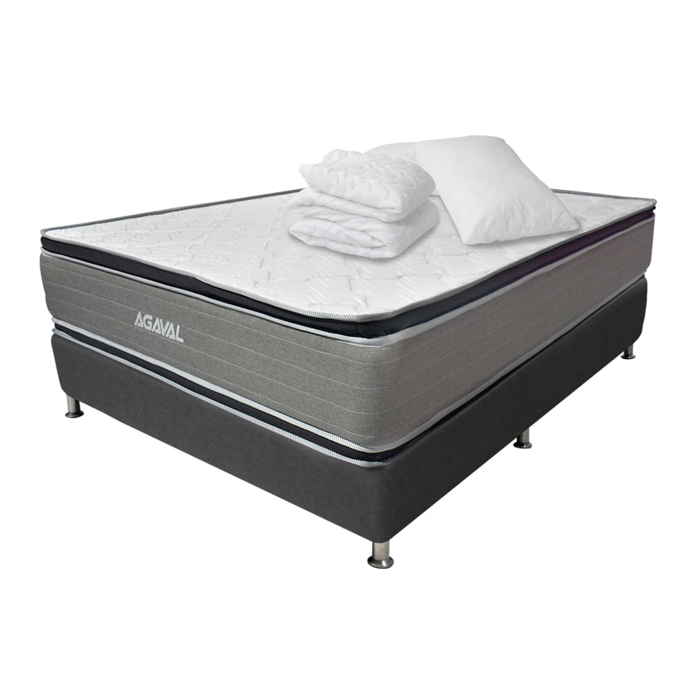 COMBO COLCHON AGAVAL DOBLE PILLOW 200X200CM +BASE CAMA GRAF+PROTECTOR+2 ALMOHADAS
