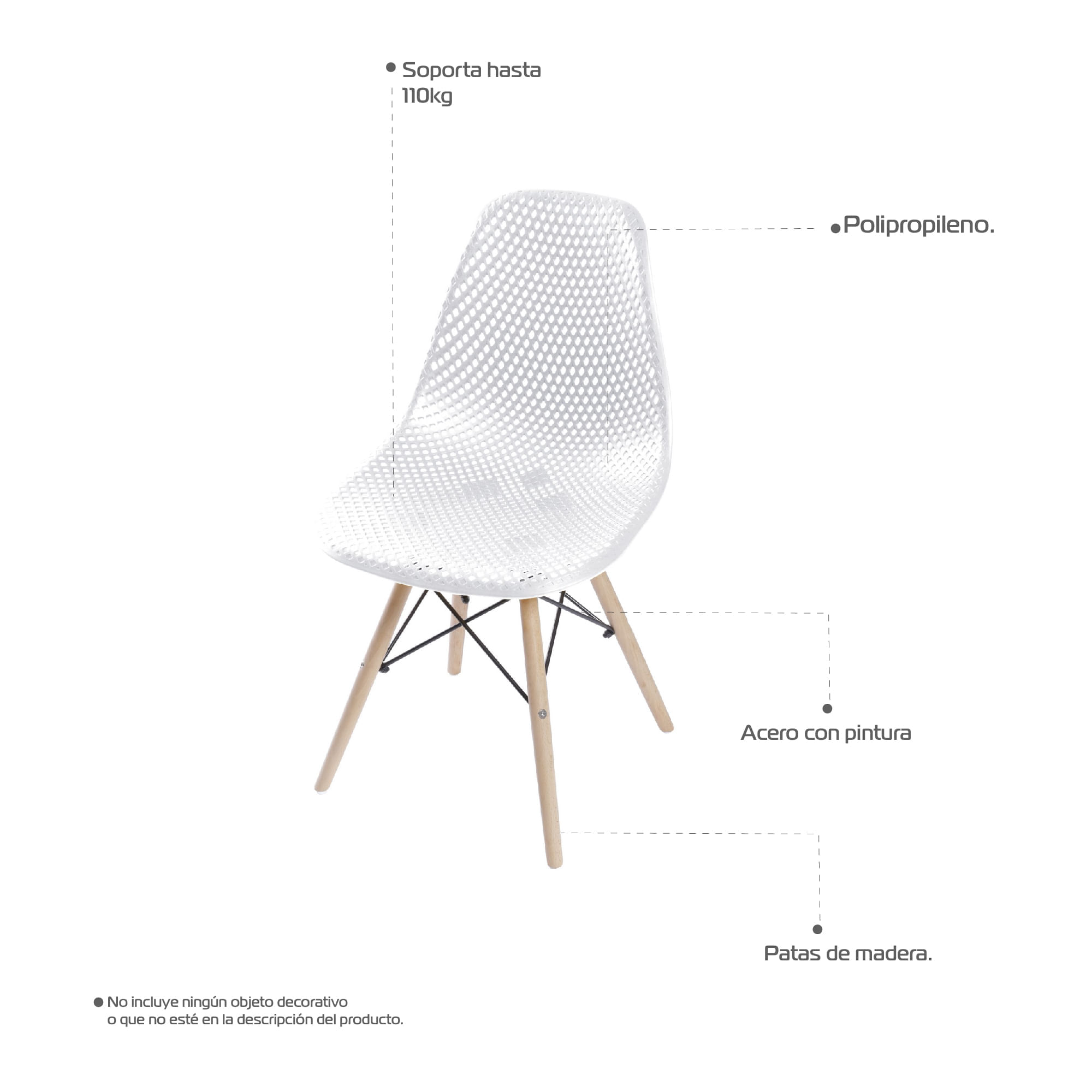 Silla 5CERO AIR para comerdor, sala, restaurante Bertolini Color Blanca