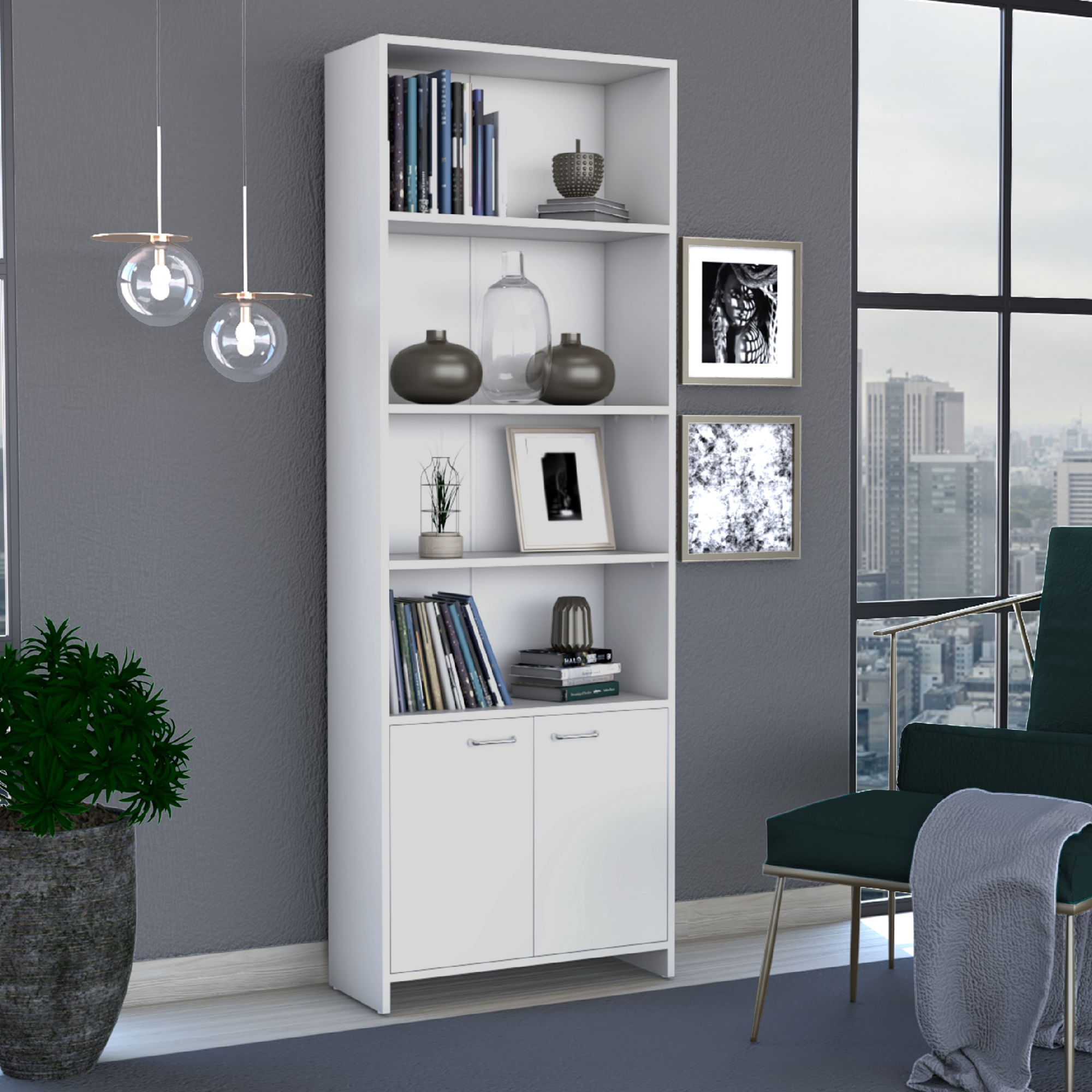 Biblioteca Repisa Estanteria Inter Bertolini Color Blanco
