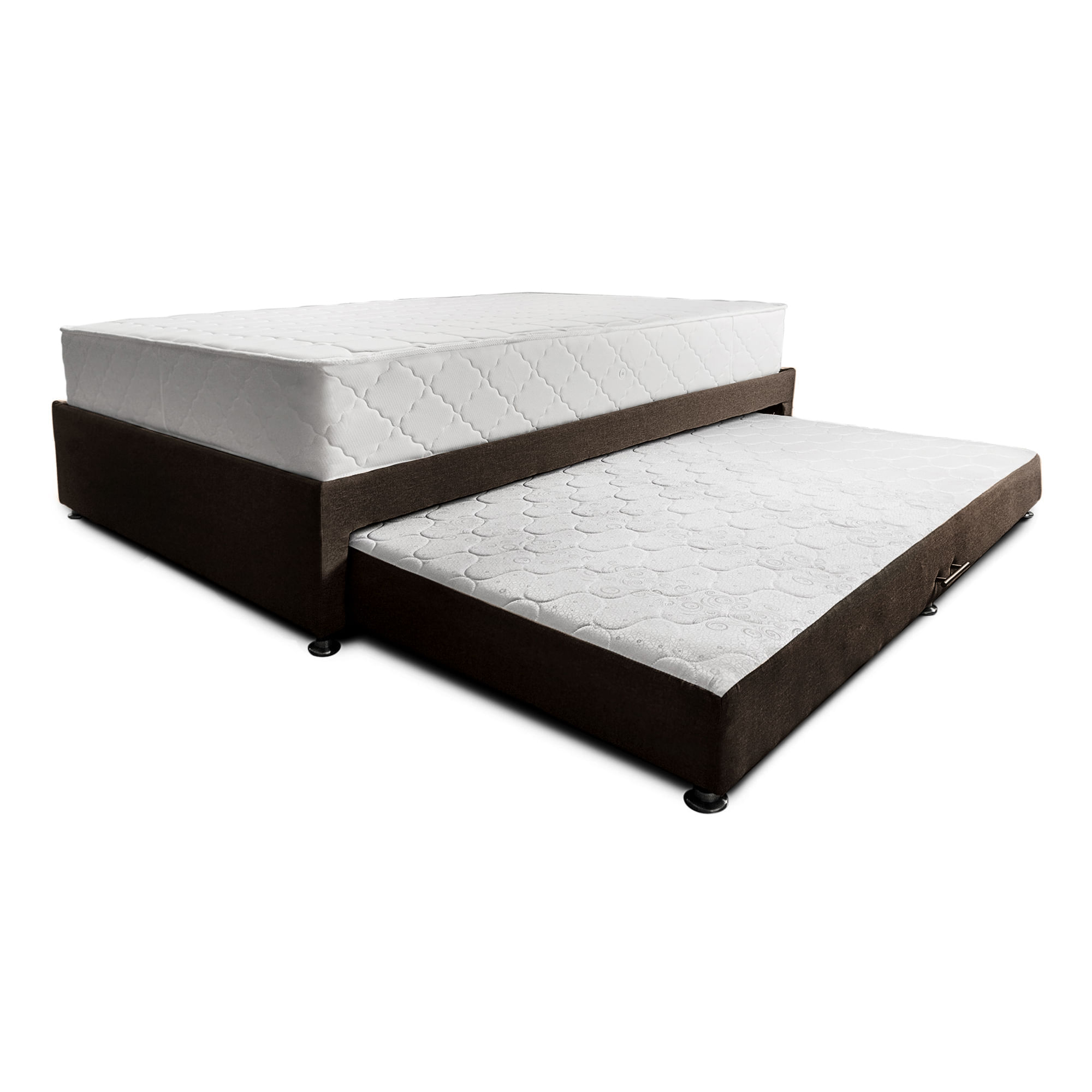 Combo cama Tarima café + colchón  100 x 190 cm + almohada