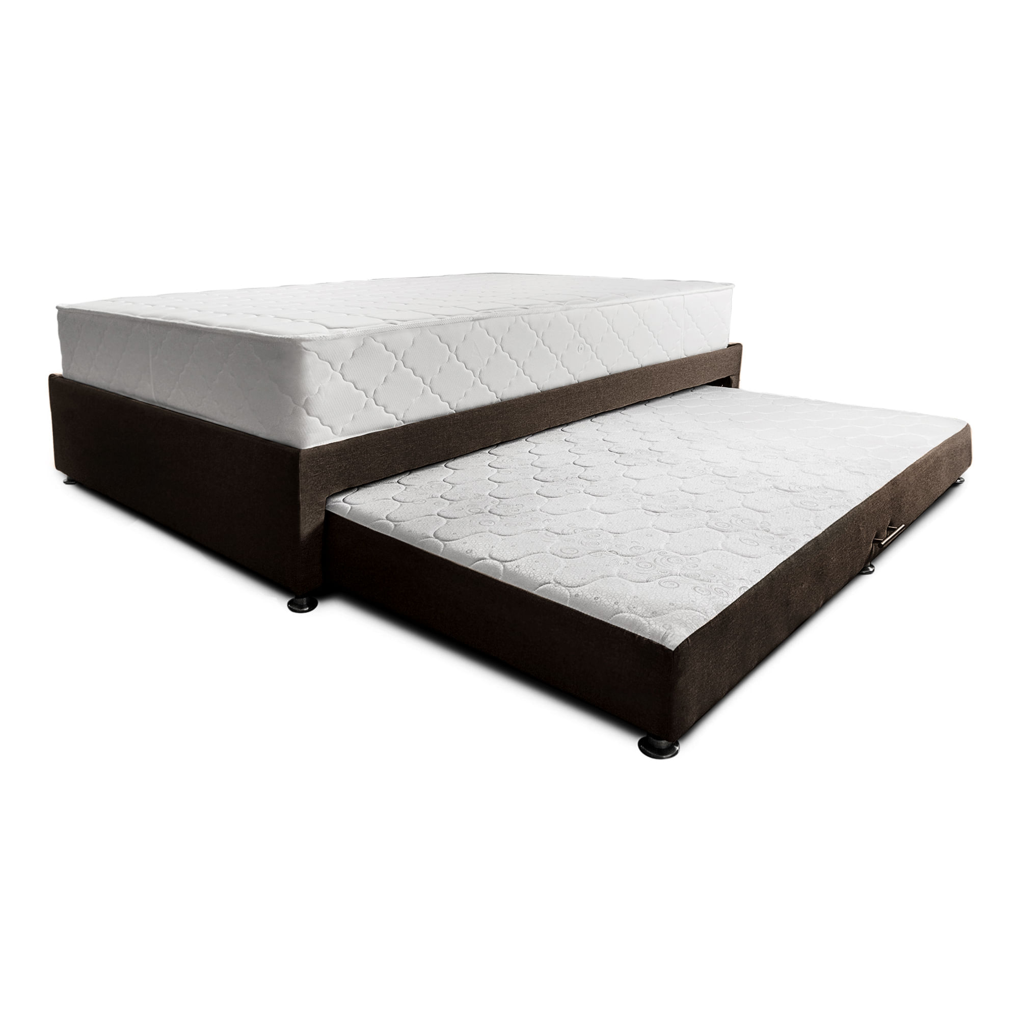 Combo cama Tarima café + colchón  120 x 190 cm + almohada