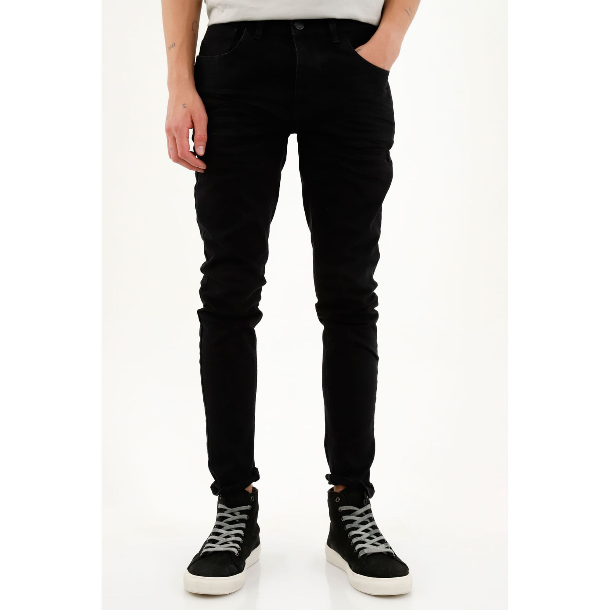 Jean negro super skinny para hombre