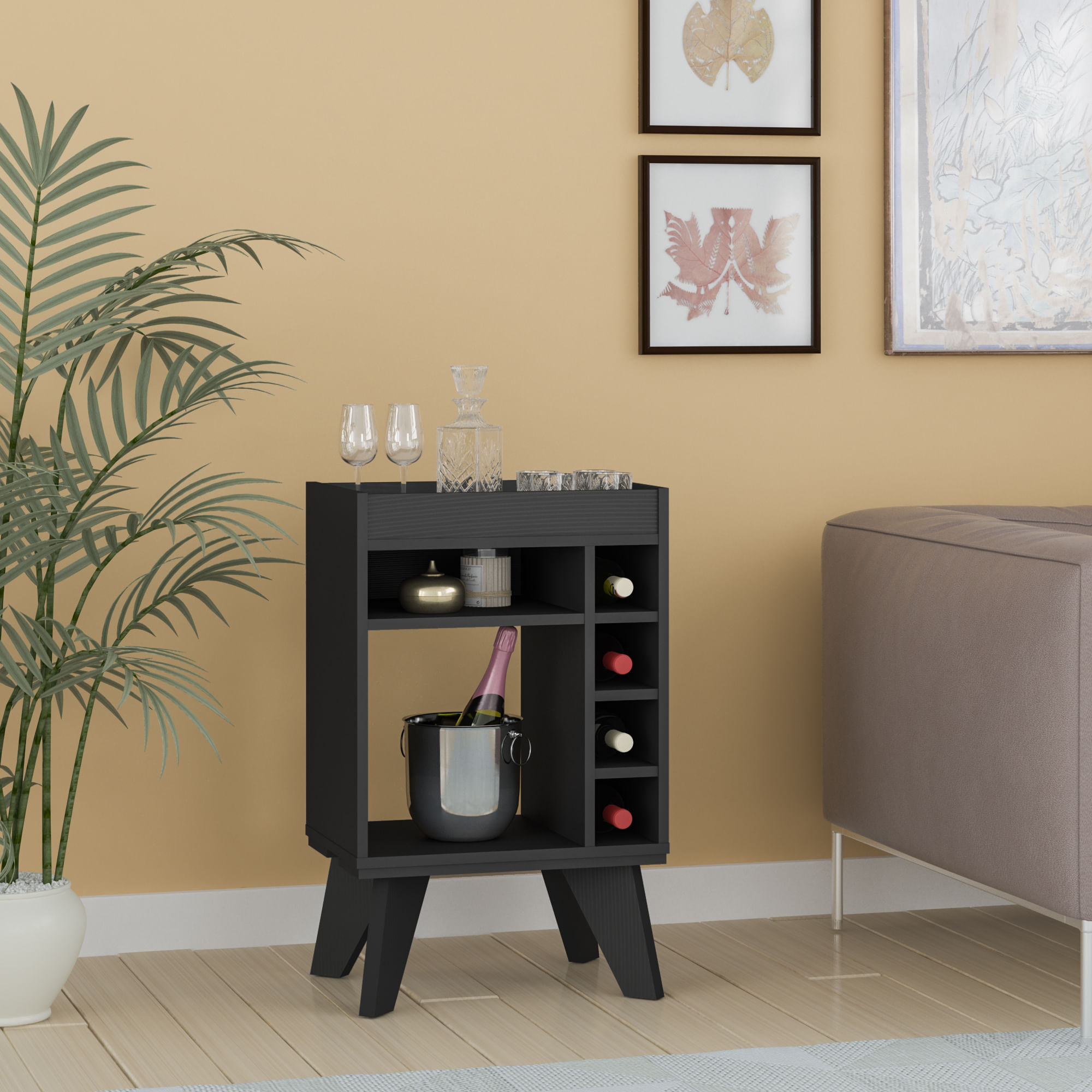 Mueble De Bar Drink Color Negro