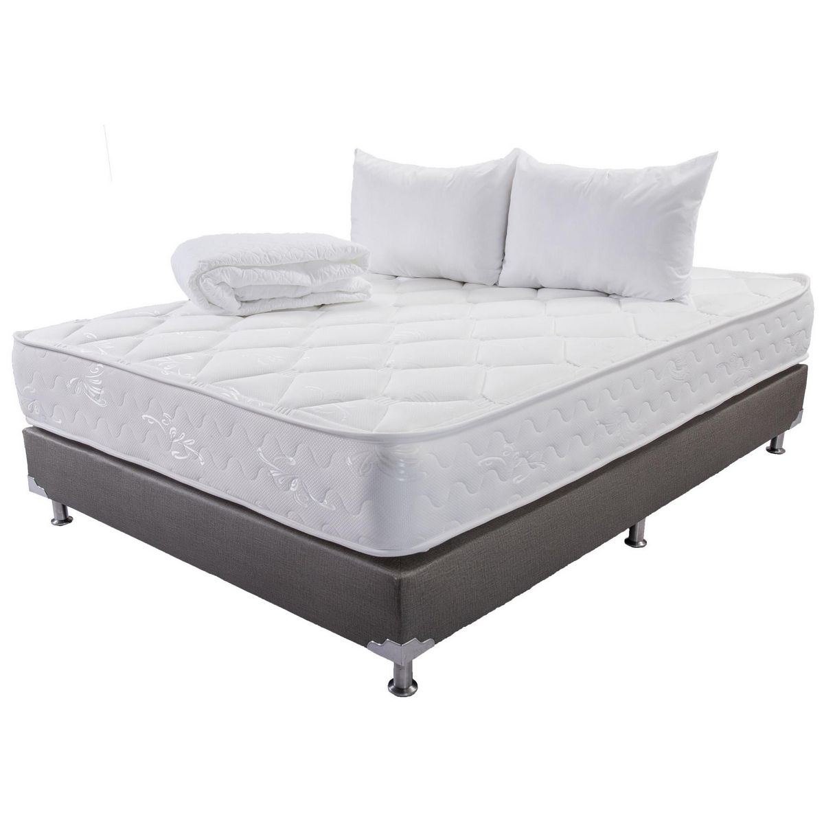 Combo Colchón Júbilo + Base Cama + Protector + Almohada - Medida 90x190 - Firmeza Media