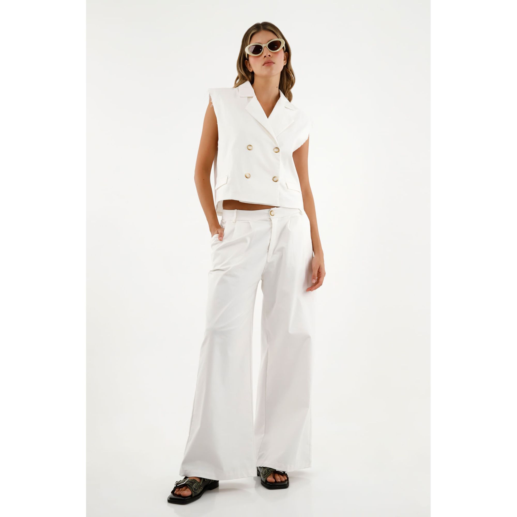 Chaleco blanco tipo sastre para mujer