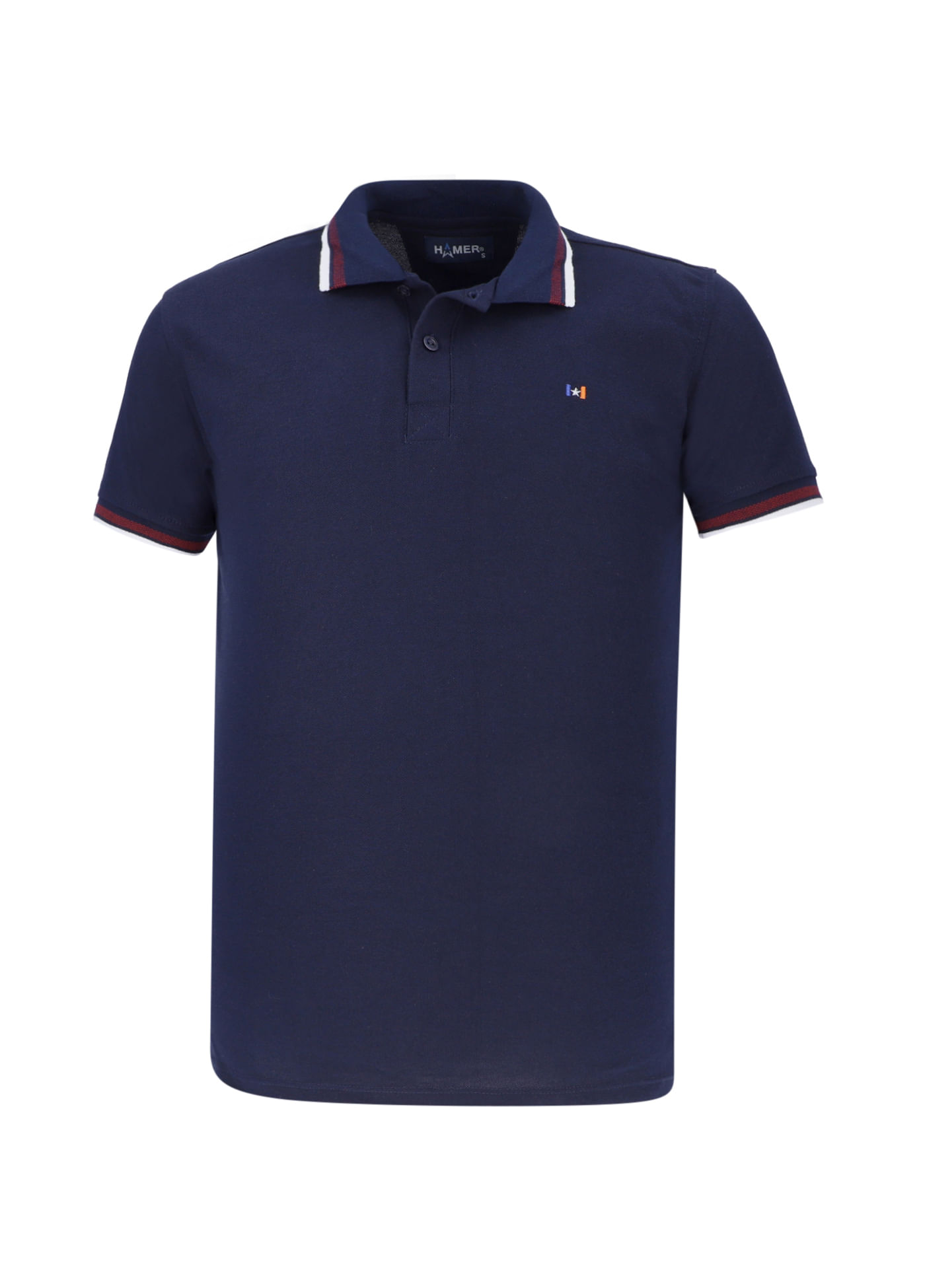 Camiseta tipo polo para hombre Hamer bordada azul oscura