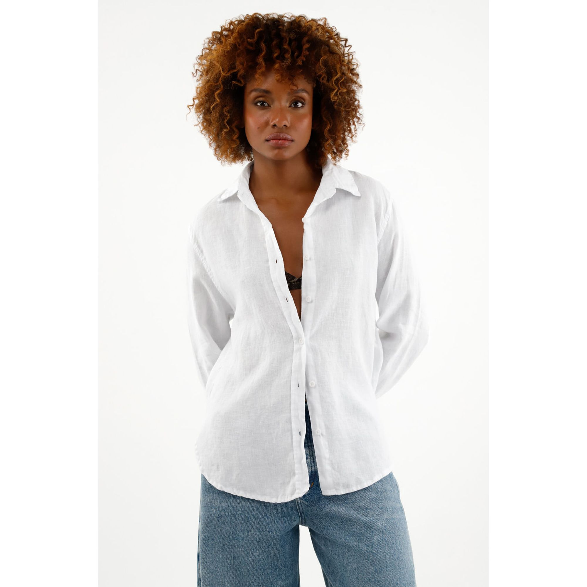 Camisa manga larga blanca para mujer