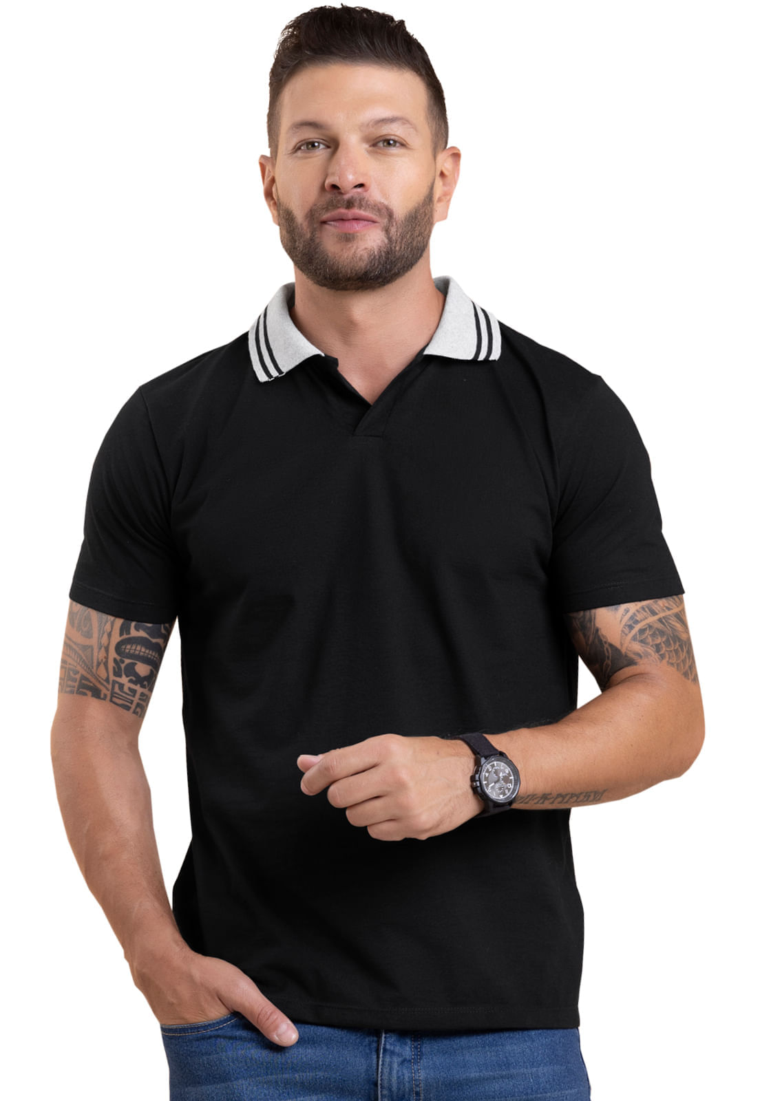 Polo Hombre Negro Mp 4104