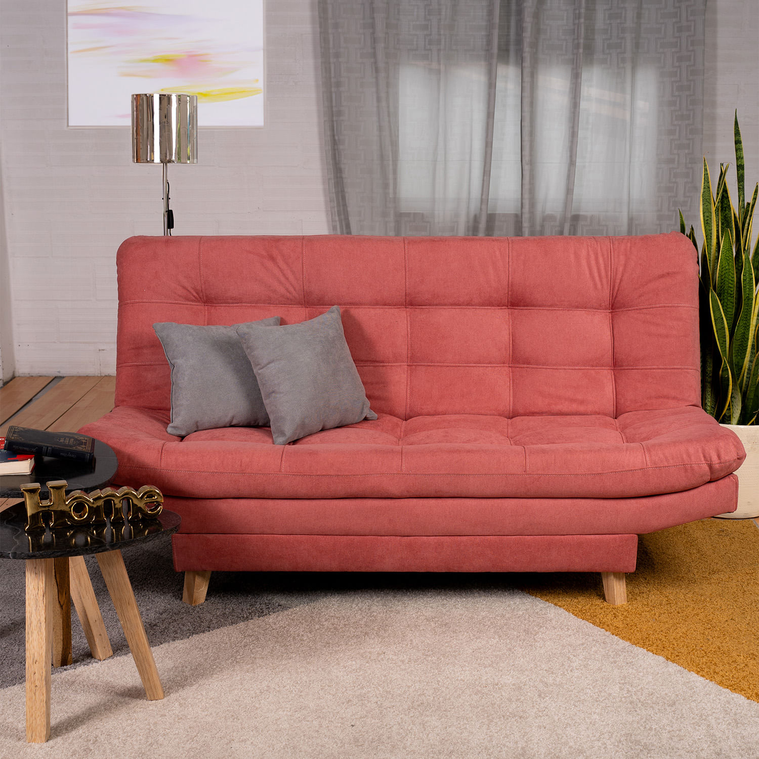 Sofá Cama Valencia Guayaba 3 PTOS 180x84x85 + Cojines