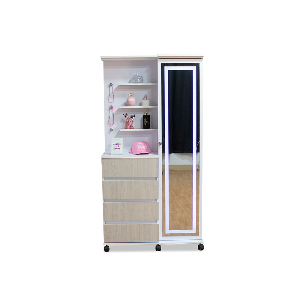Cómoda Cajonera Collares Espejo Led