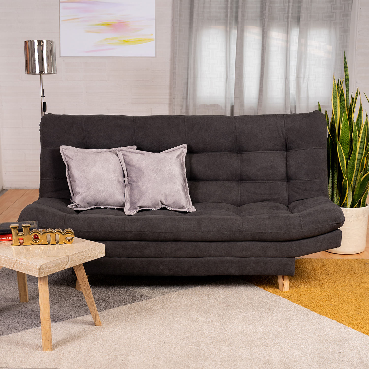 Sofá Cama Valencia Gris 3 PTOS 180x84x85+ Cojines
