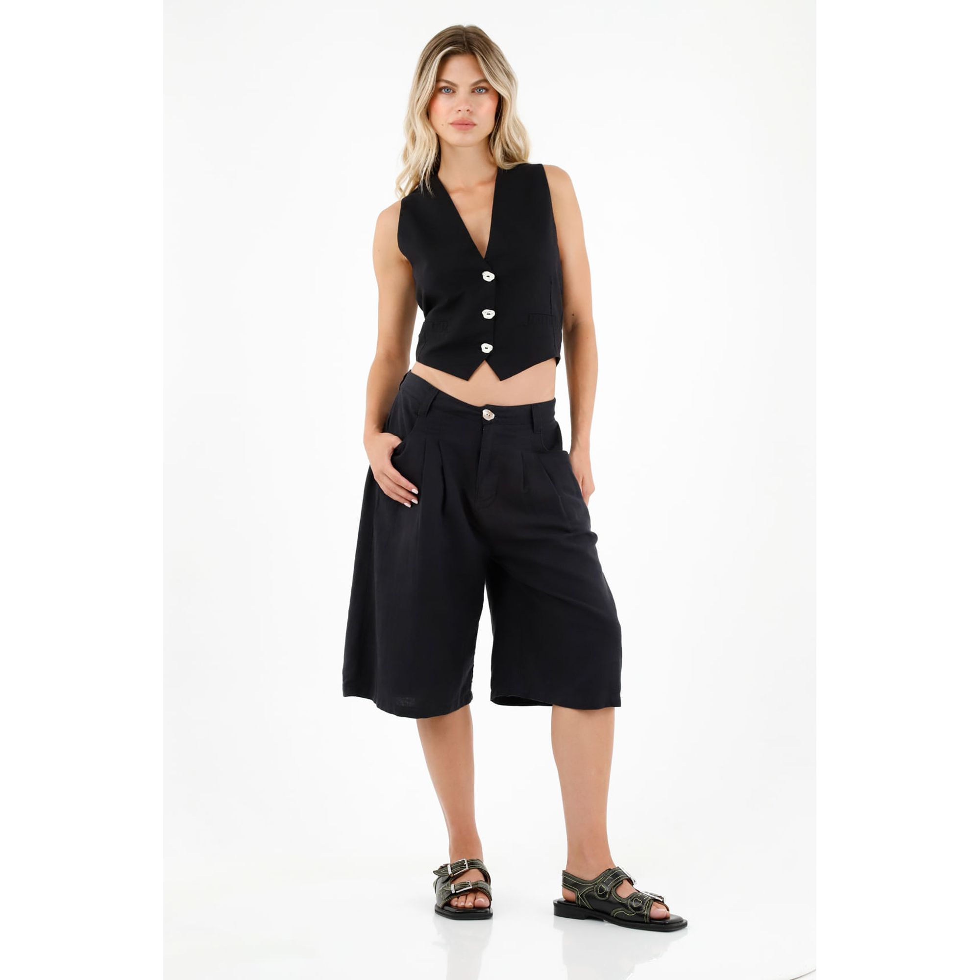 Chaleco tipo sastre negro para mujer
