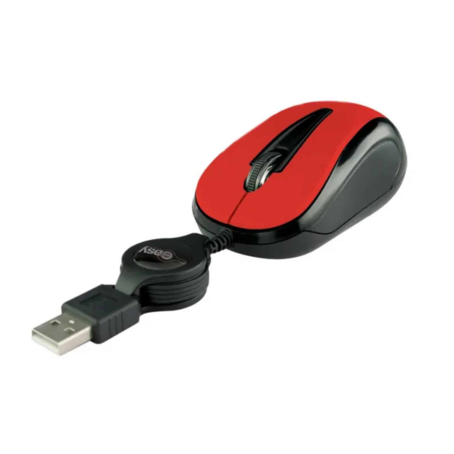 Mouse  Alámbrico Genius mini retráctil USB rojo