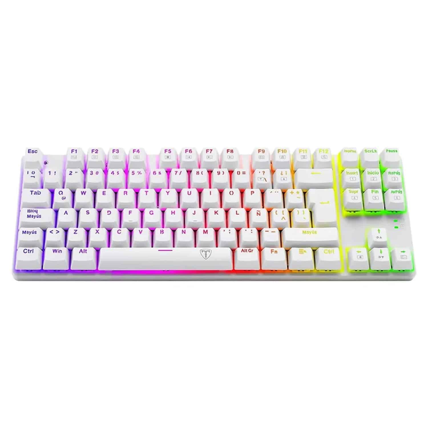 Teclado Gamer alámbrico USB T-TGK313W-RD  bora Rainbow T-Dagger retroiluminación blanco