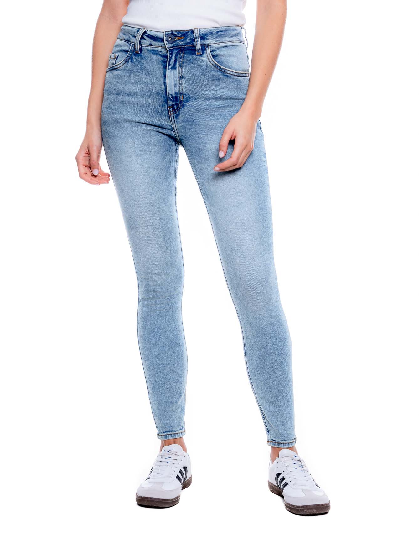 High Waist Skinny Fit Jeans Tono Claro