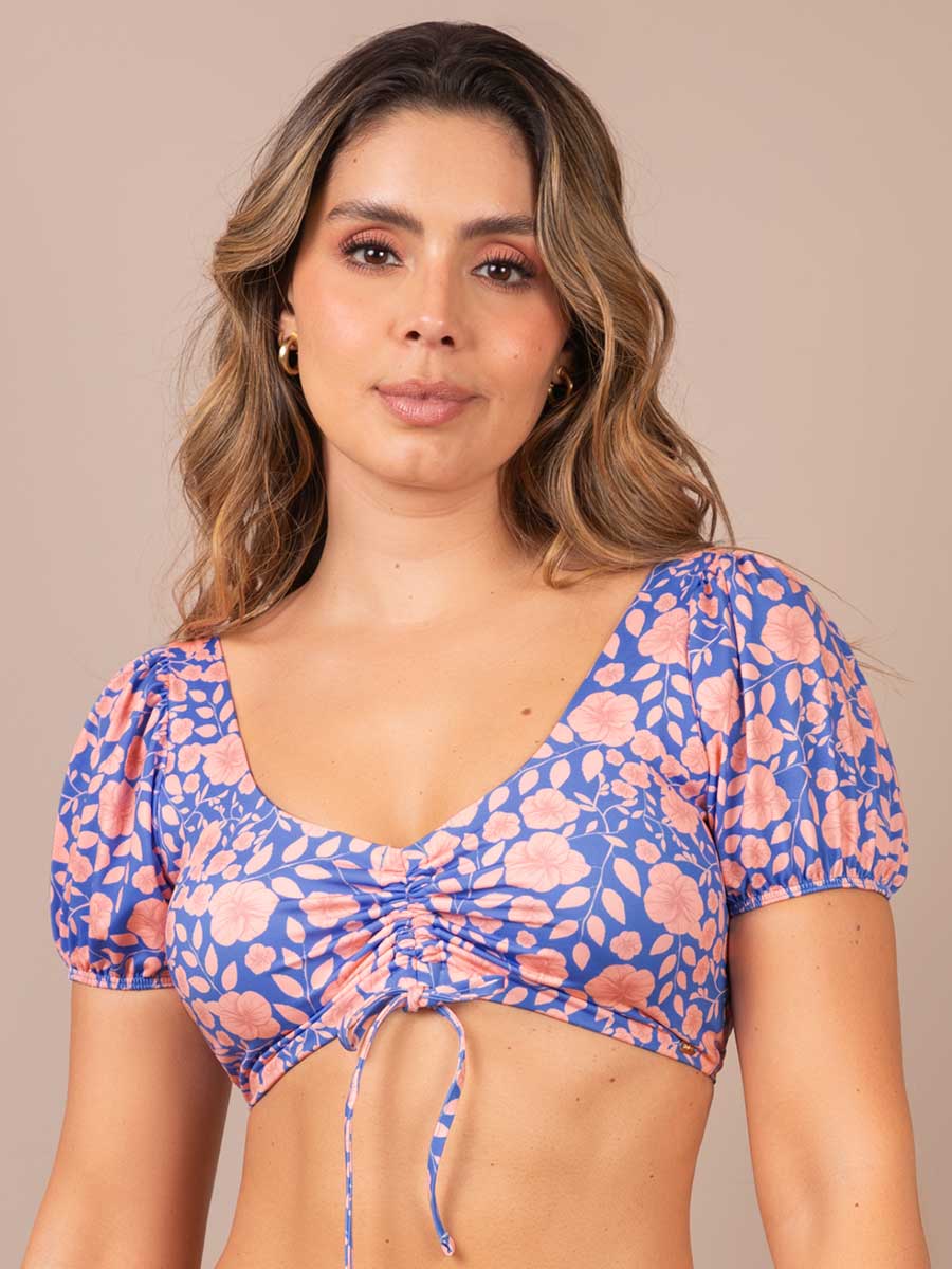 Top de Baño Manga Corta Azul
