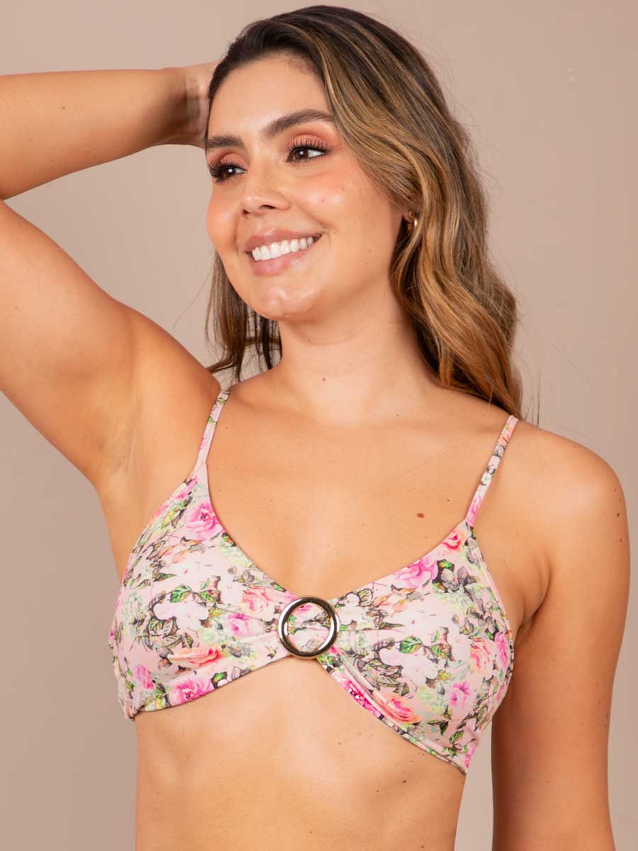 Top de Baño Estampado Rosa