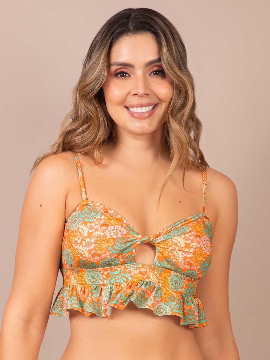 Top de Baño Estampado Turquesa