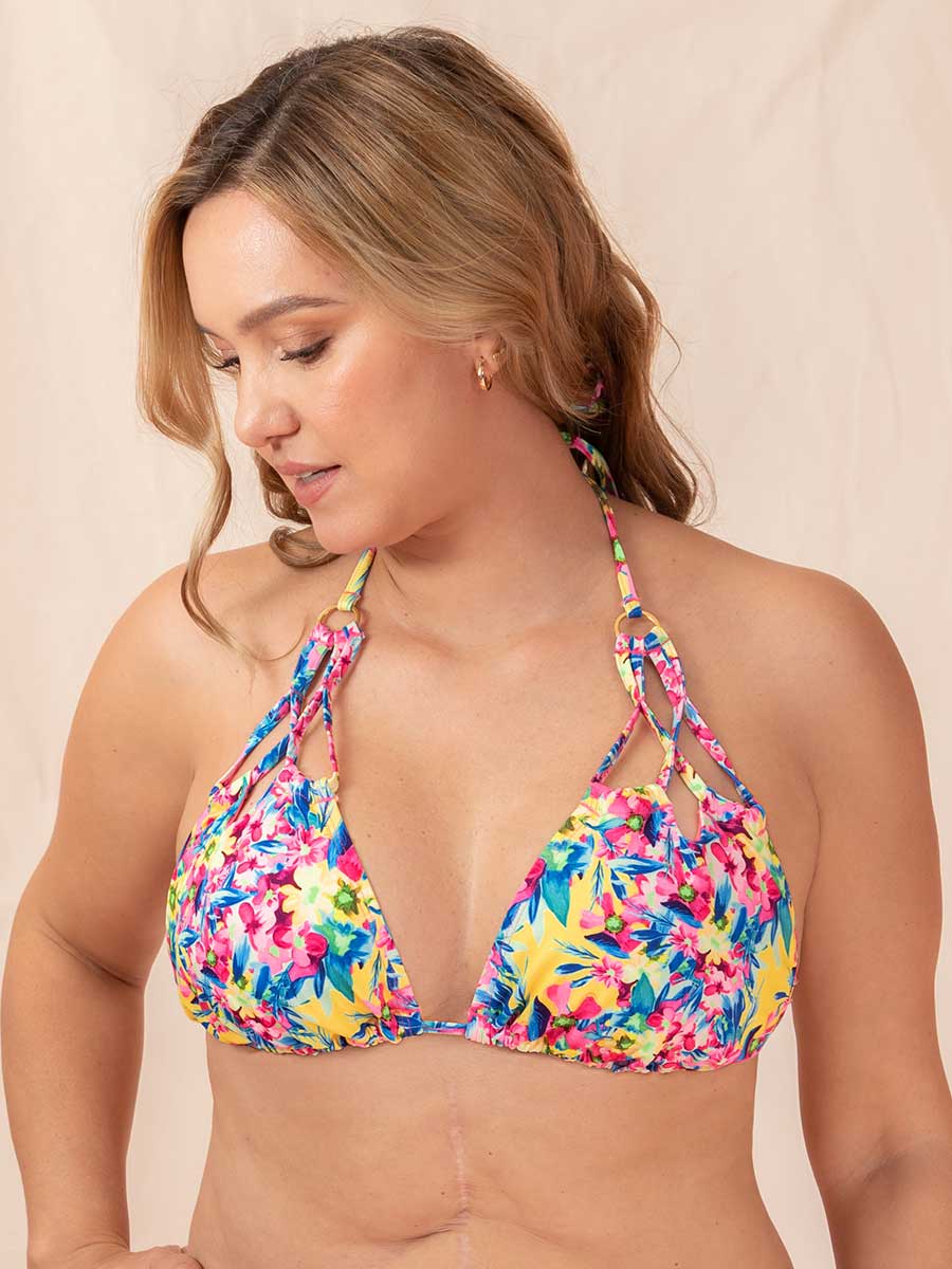 Top de Baño Triangular Fucsia