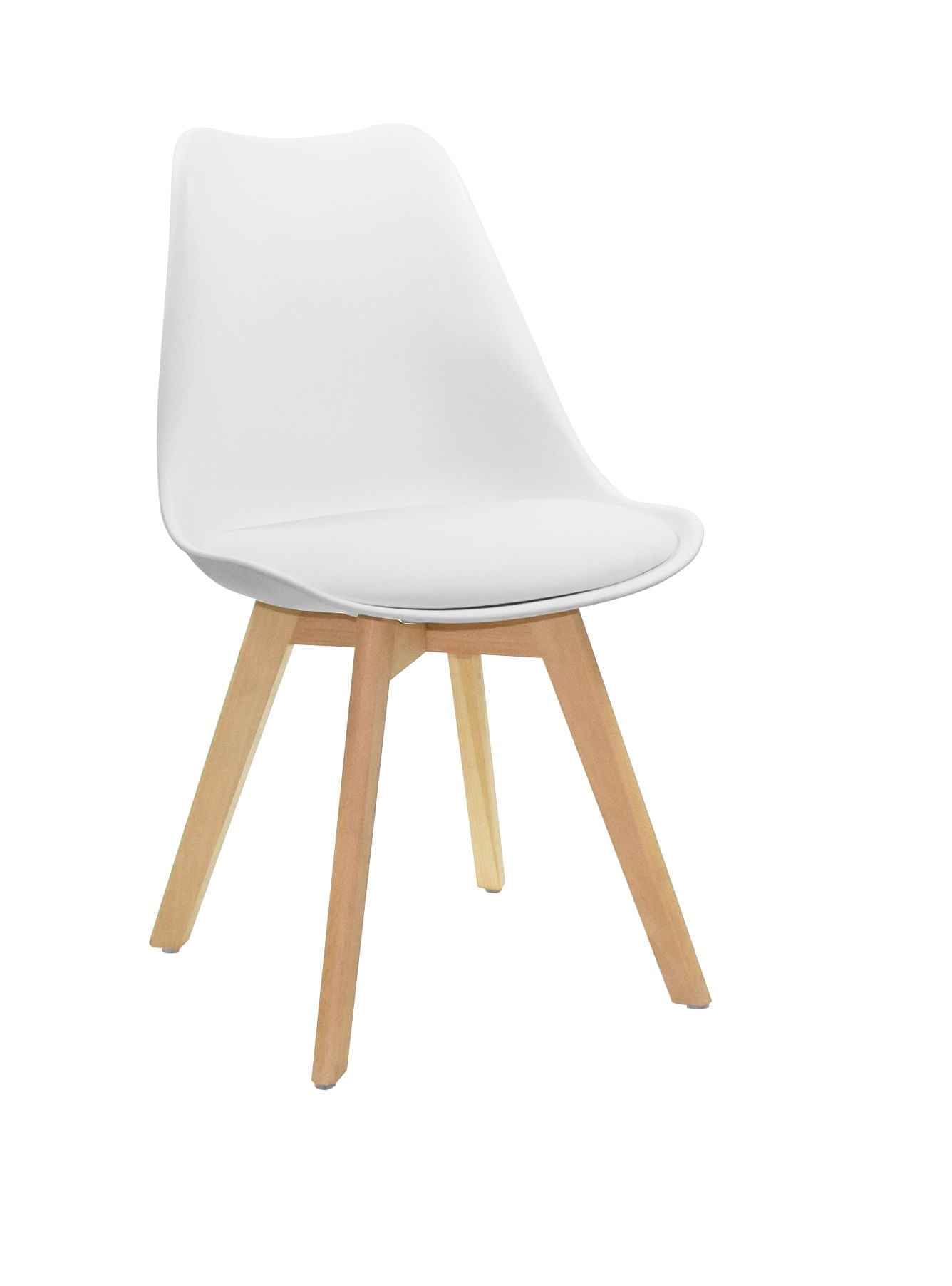 Set X4 unidades Silla Comedor Blanca Patas Café