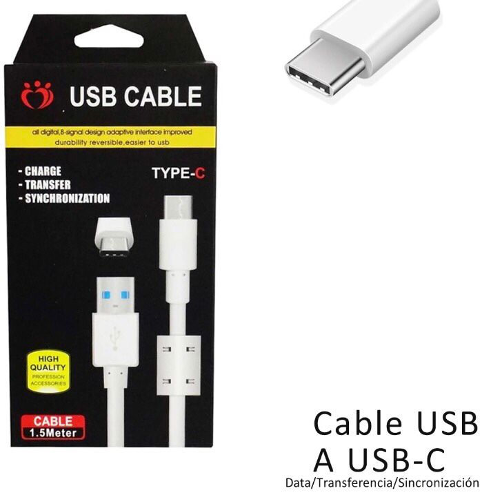 Cable USB a Tipo C con 1.5m de largo color blanco