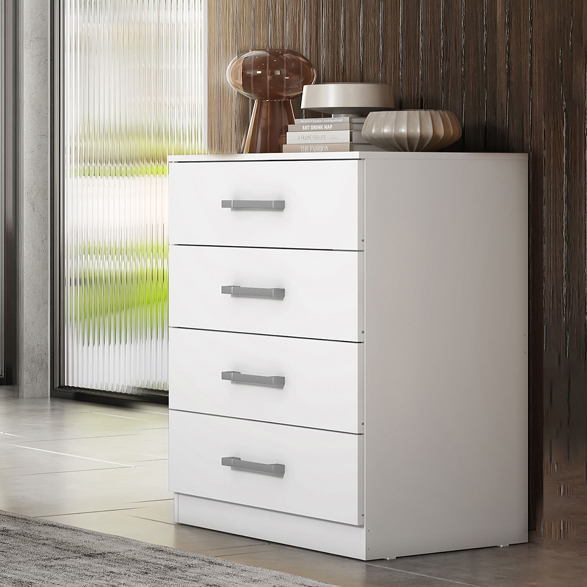 Comoda cajonera 60 cm en MDP 4 Cajones Blanco