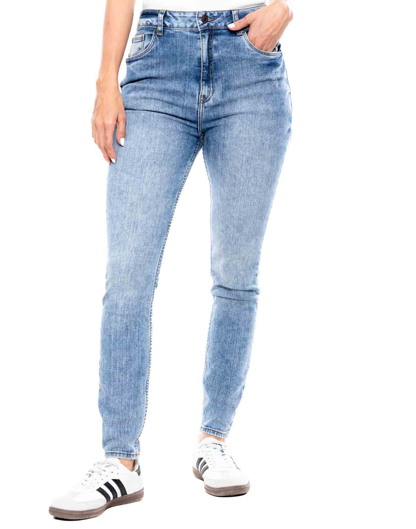 High Waist Skinny Fit Jeans Tono Medio
