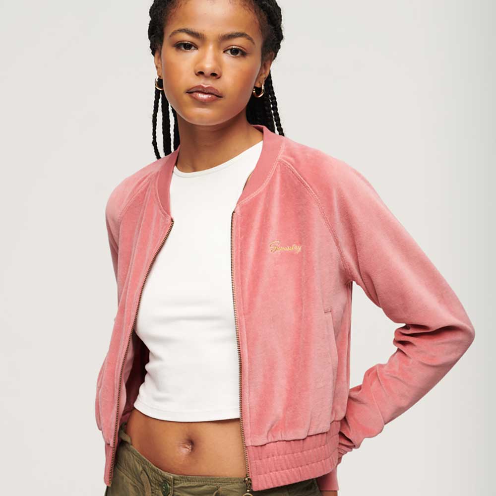 Buzo Abierto Para Mujer Velour Baseball Superdry