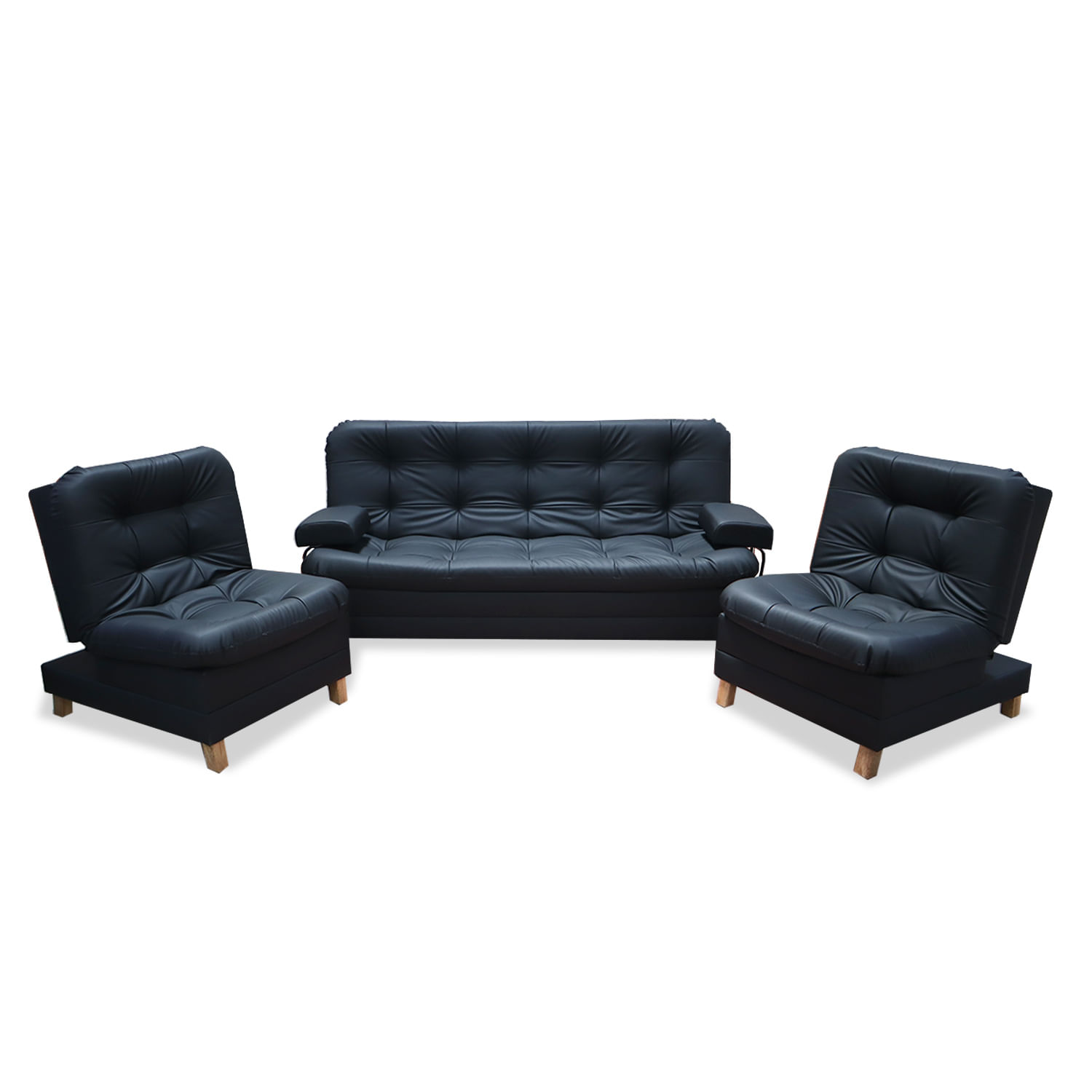 Sala Clic Clac Rouss Tipo Cuero Negro