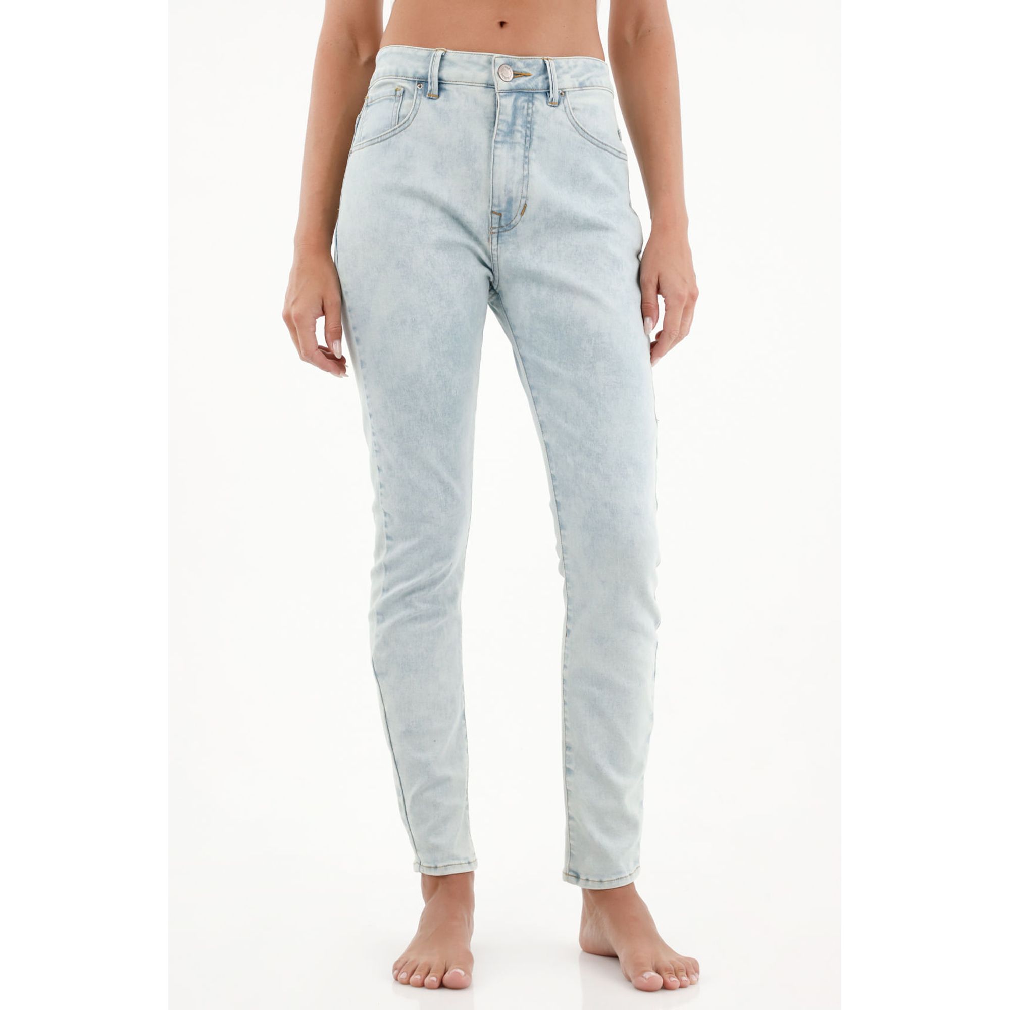 Jean Jegging de tiro alto azul claro para mujer