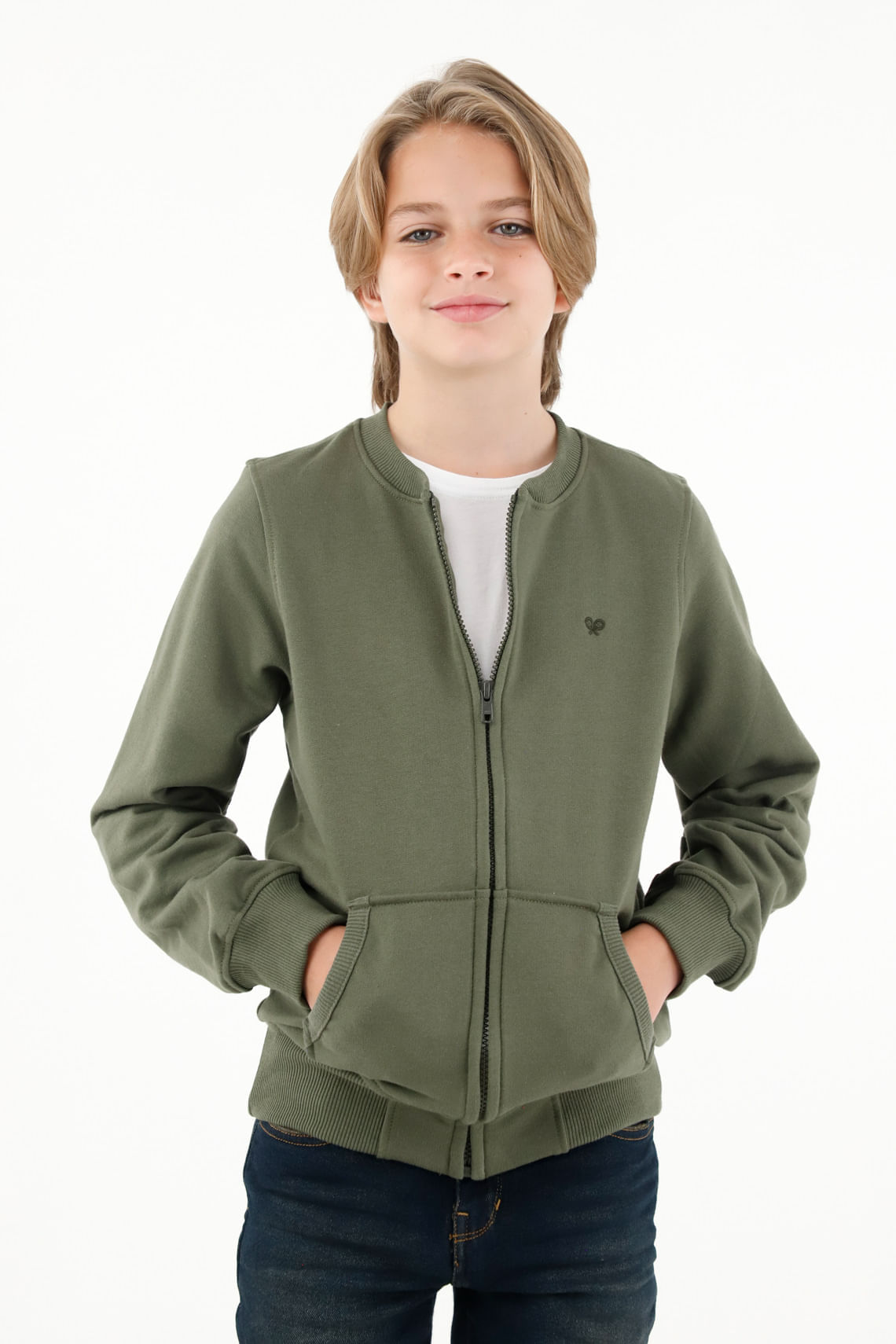 Buzo verde cuello neru para niño