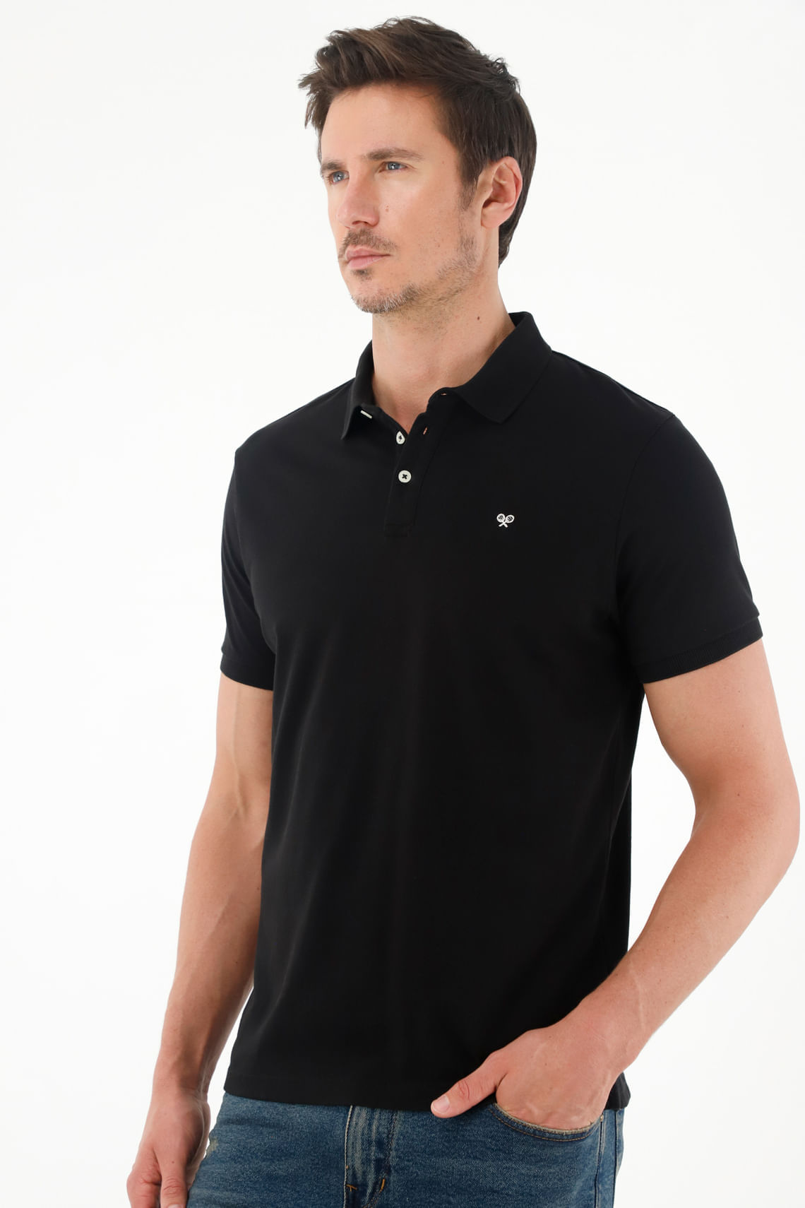 Polo negra  Lycra-Algodón para hombre