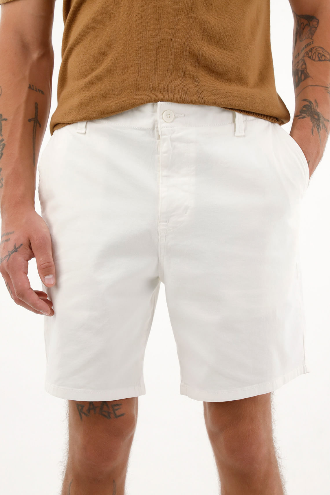 Bermuda crudo tipo chino para hombre