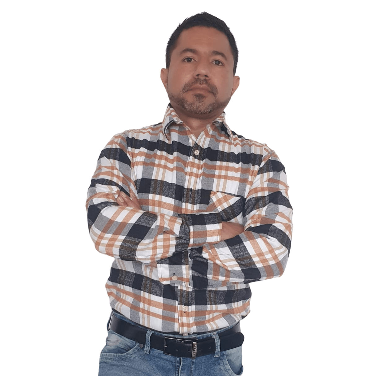 Camisa para Hombre GO Canadá en Algodón Naranja Cuadros Leñadora con Manga Larga