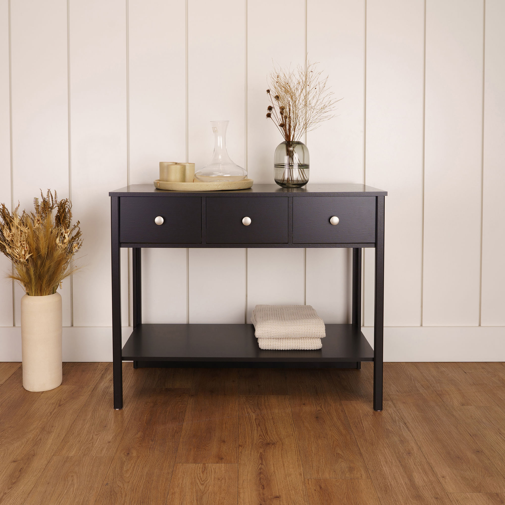 Mueble Consola aparador 95cm en MDP 3 cajones Negro