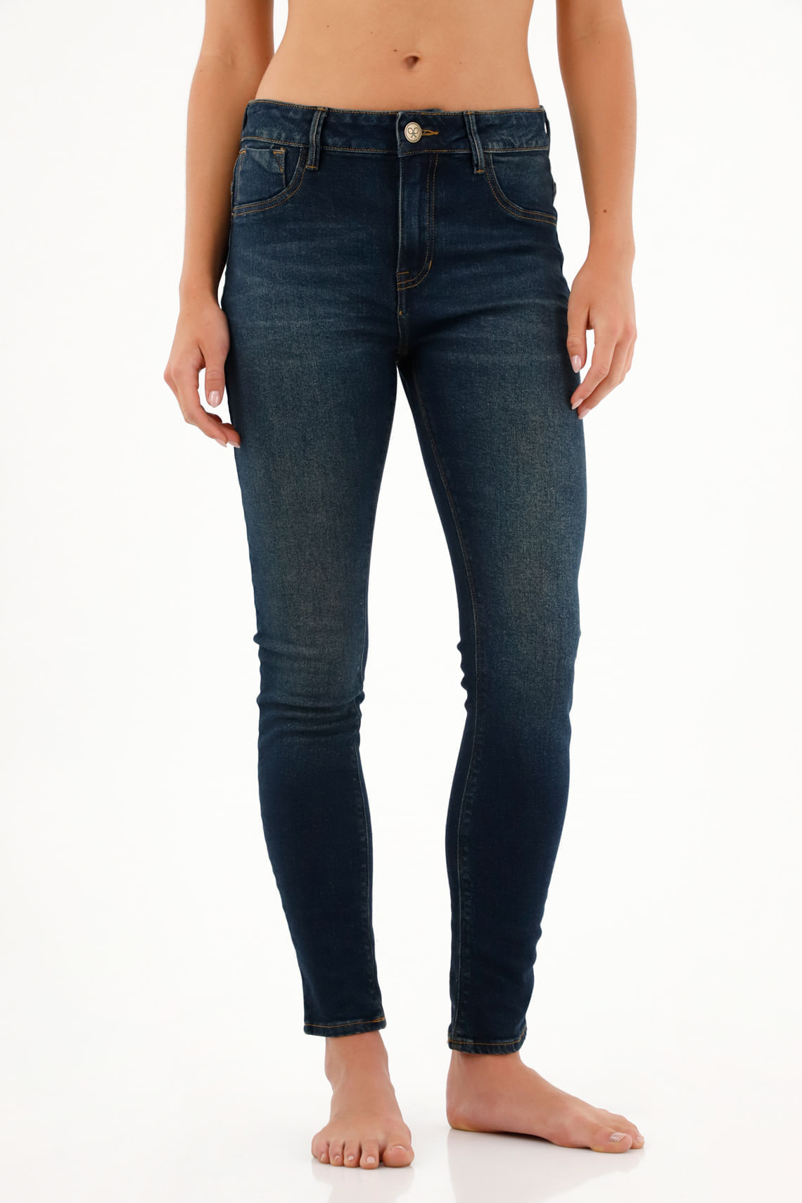 Jean super slim azul lavado oscuro para mujer