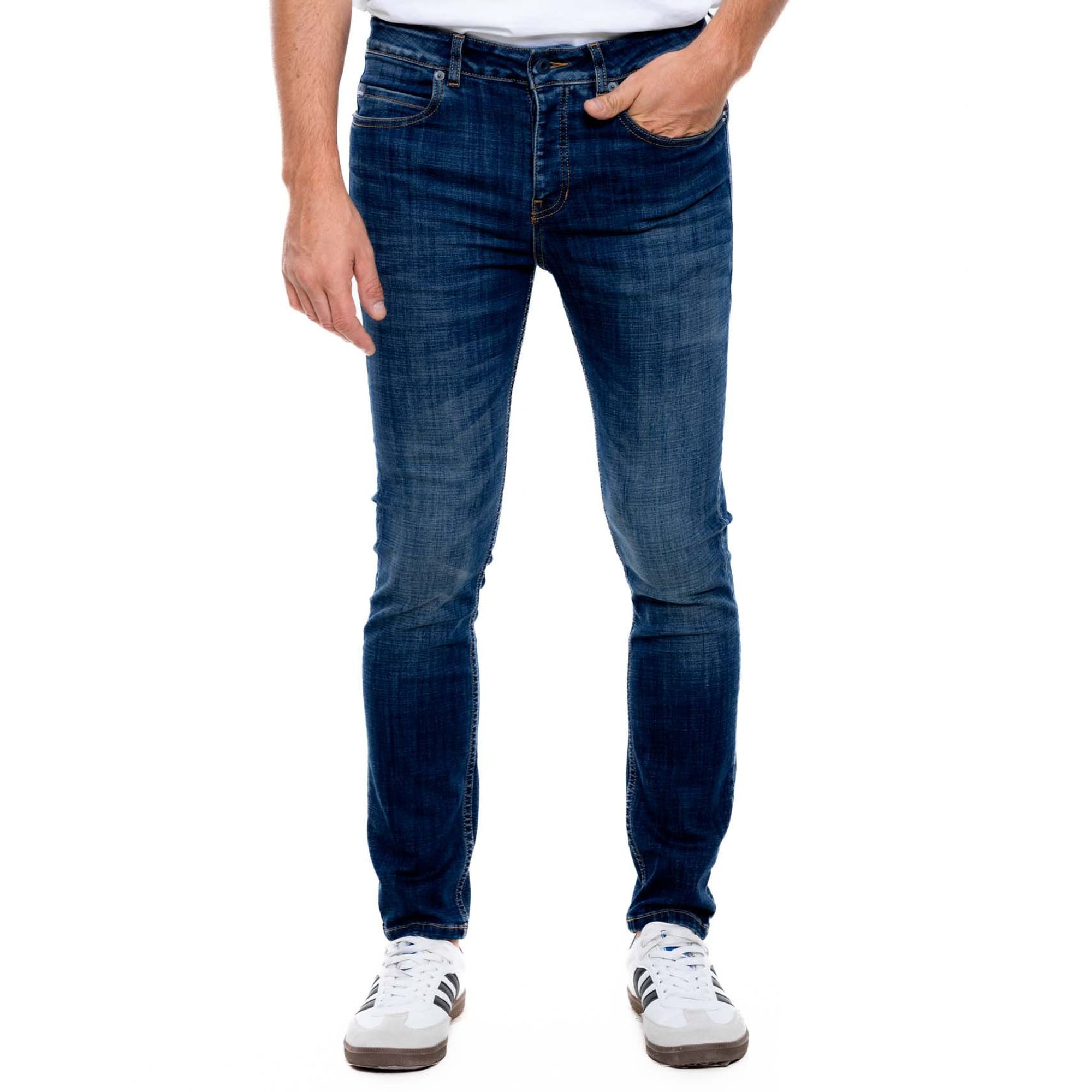 Slim Fit Jeans Tono Oscuro Con Botonadura Interna