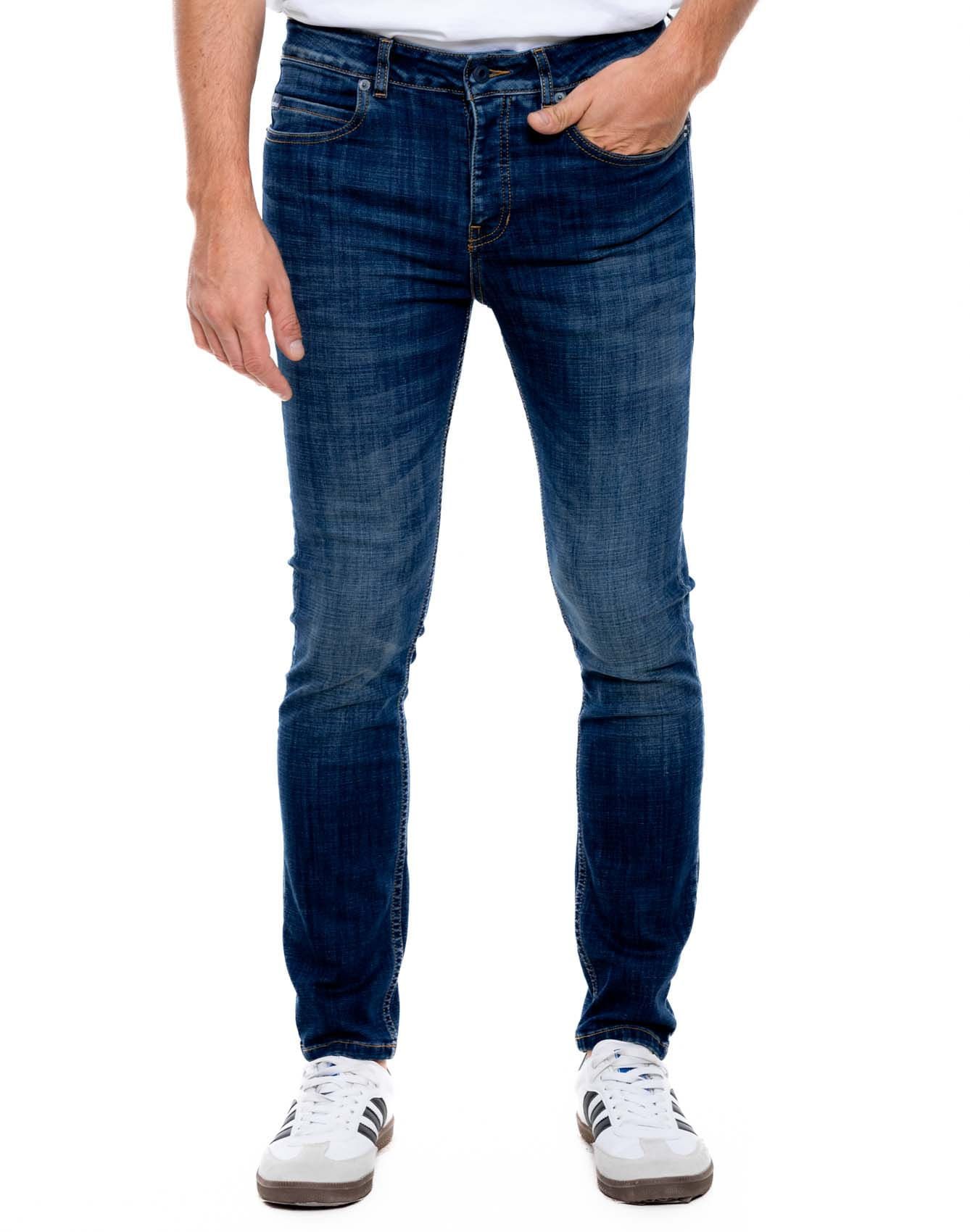 Slim Fit Jeans Tono Oscuro Con Botonadura Interna