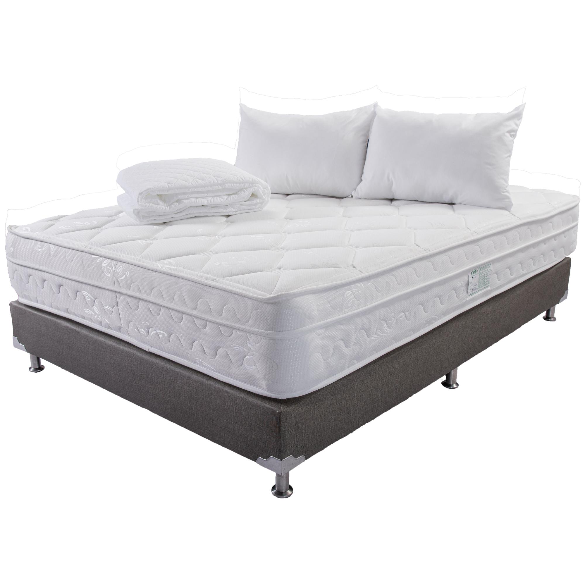 Combo Colchón Cielo + Base Cama + Protector + Almohada - Medida 140x190 - Firmeza Media
