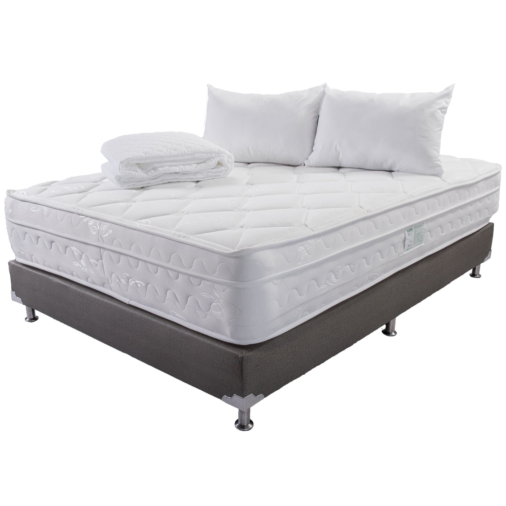 Combo Colchón Júbilo Especial + Base Cama + Protector + Almohada - Medida 160x190 - Firmeza Media