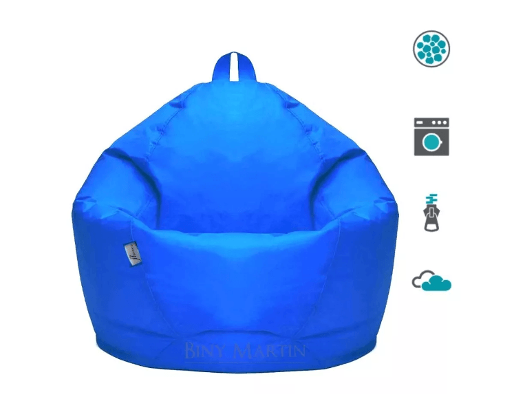 Puff Silla Lona Diseño Gota De Agua Tamaño Adulto Muebles Para El Hogar Sofás, Sillas Y Butacos Azul Rey