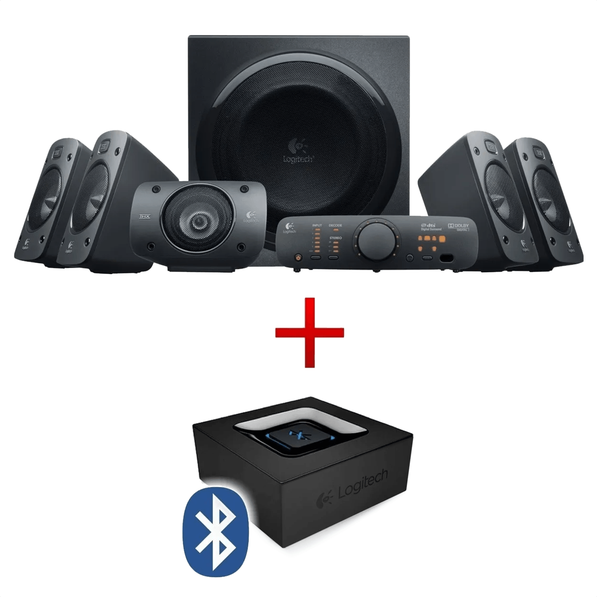 Combo Parlantes 5.1 Logitech Z906 500W + Adaptador Bluetooth 3,5mm