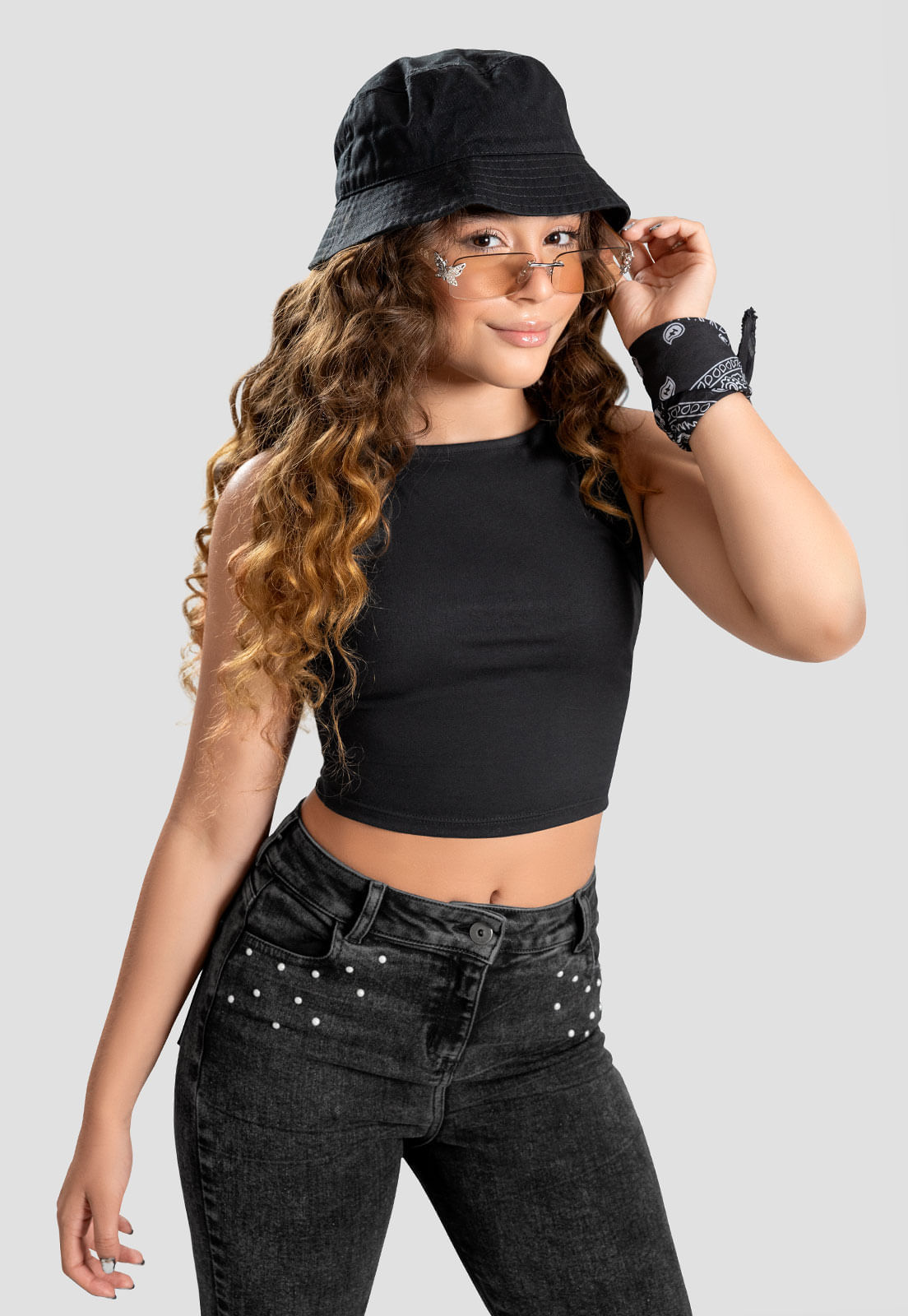 Crop Top Infantil Femenino Negro Mp 104825