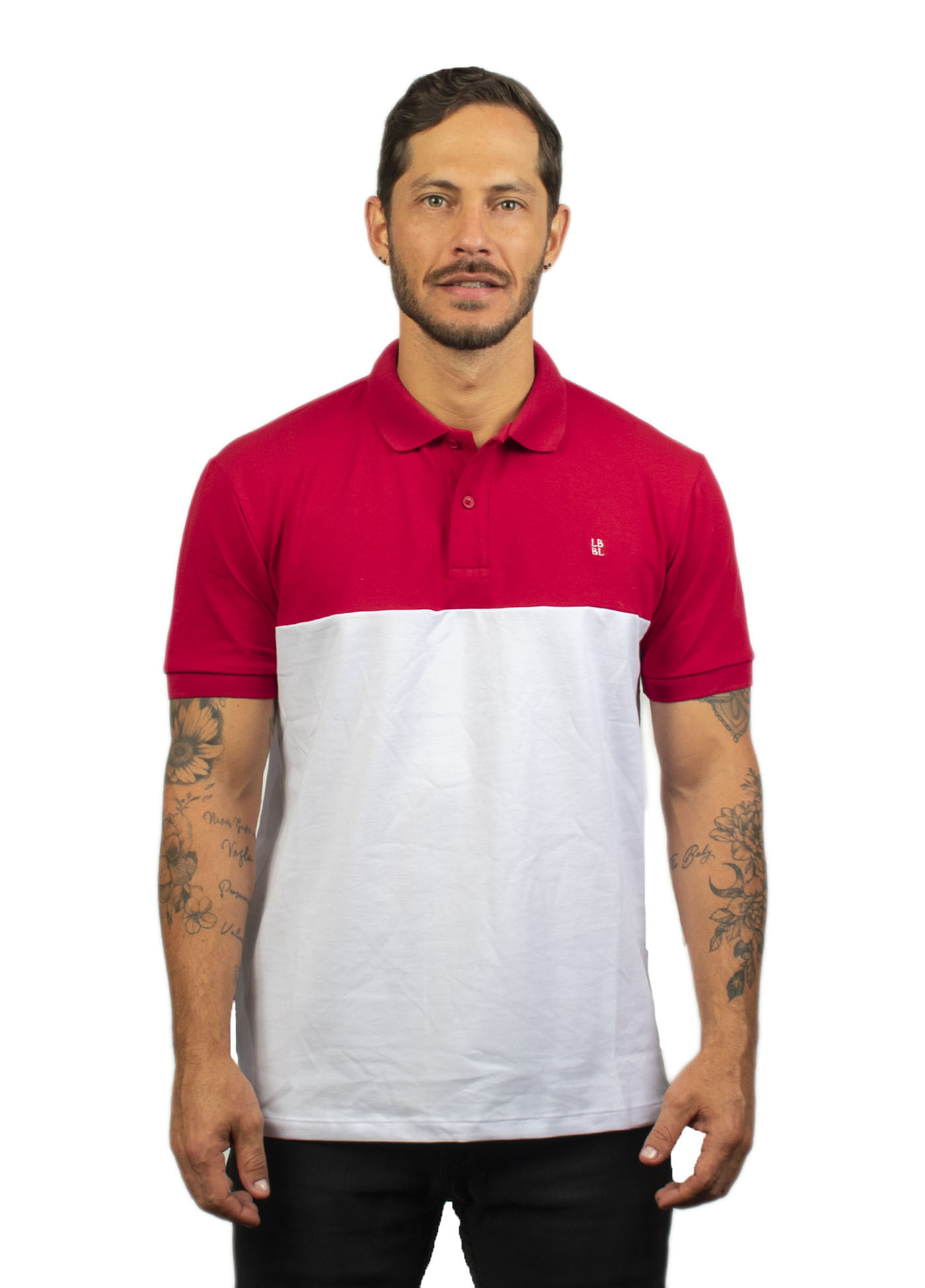 Camiseta tipo polo para hombre roja laguna blue