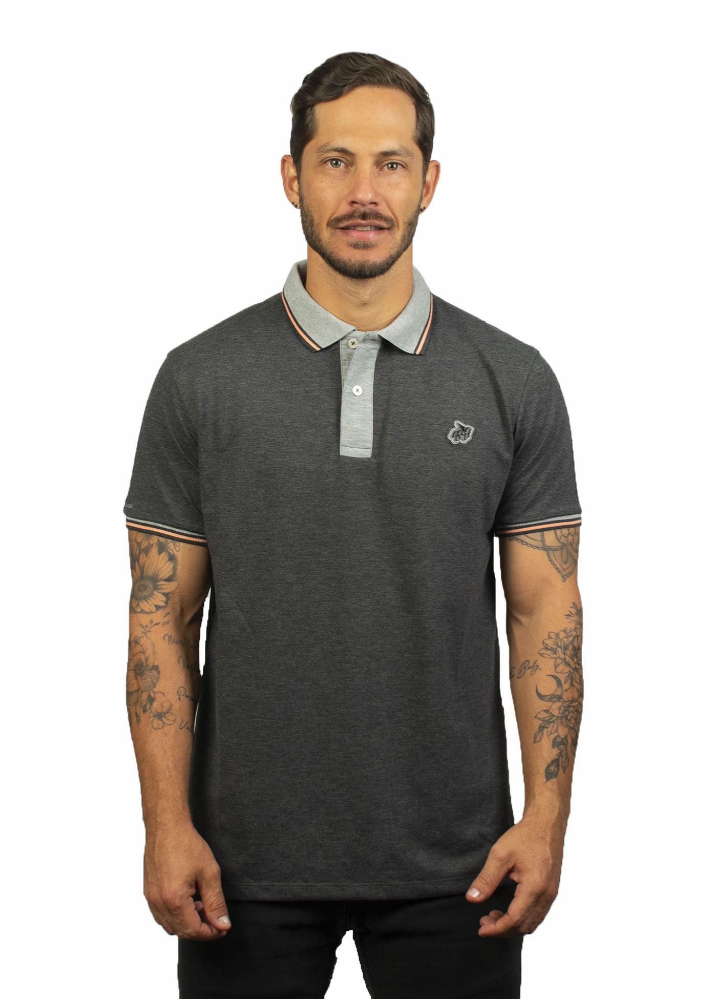 Camiseta tipo polo para hombre gris oscura laguna blue