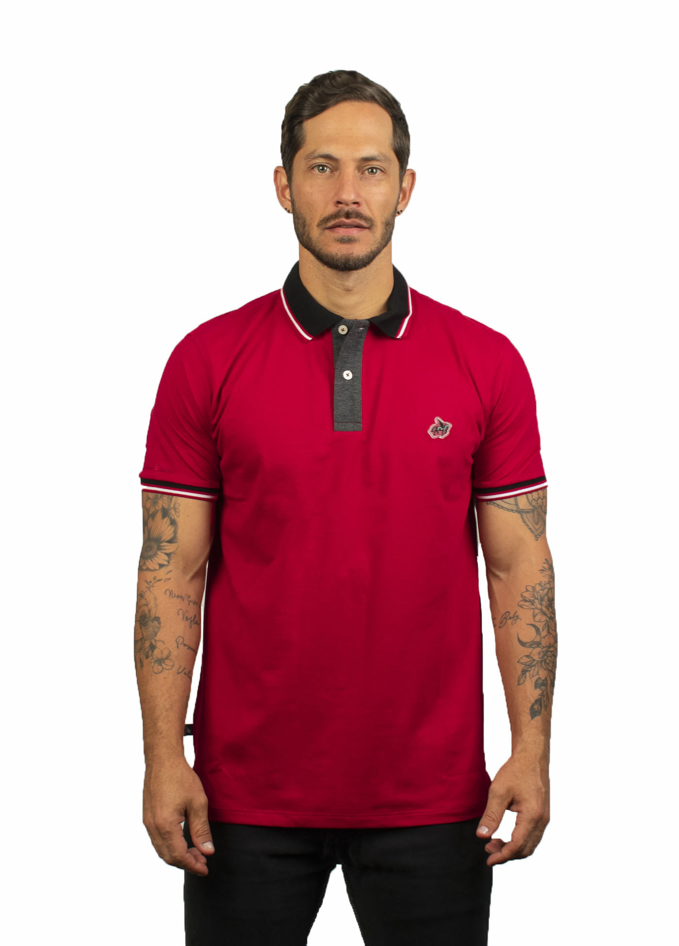 Camiseta tipo polo para hombre bordada laguna blue