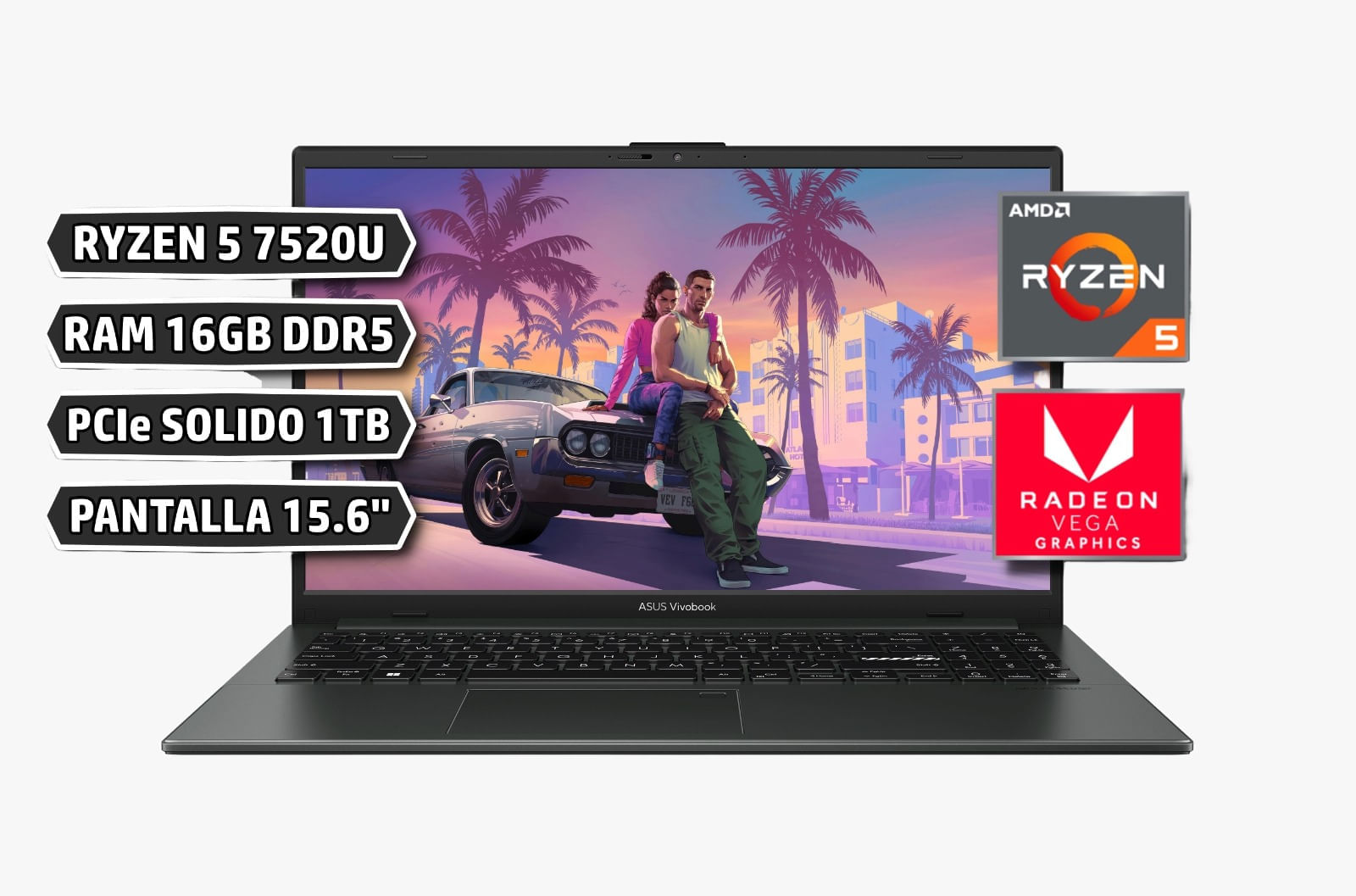 Computador Portátil Asus Vivobook Go 15 16 Pulgadas AMD Ryzen 5 7520U 1 TB PCIe 16 GB RAM E1504FA